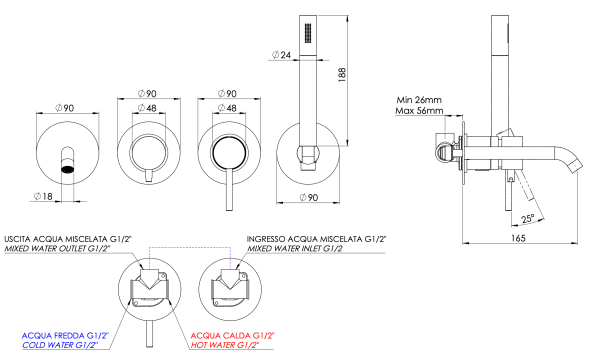 Смеситель для ванны Remer X Style X96S03ROXXG