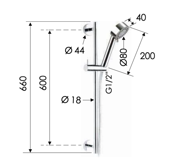 Душевая стойка с ручным душем и шлангом Remer 317M319MO