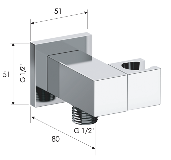 Держатель ручного душа с подключением шланга Remer 337SXV, сталь