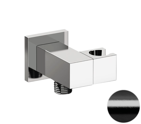 Держатель ручного душа с подключением шланга Remer 337SCFP, черный брашированный хром