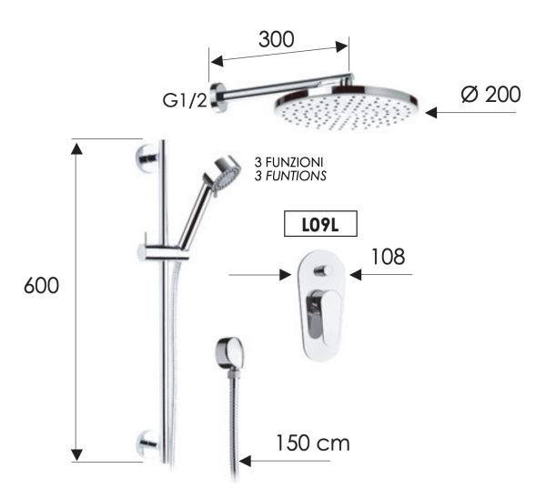 Комплект: Душевая система Remer Class Line L09S01