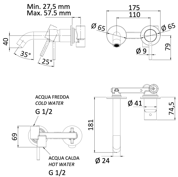 Смеситель для раковины Mariani Next B37565NSP, белый матовый