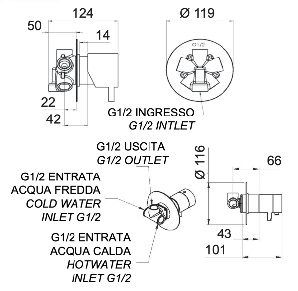 Смеситель термостатический для душа Remer Elegance NT94C