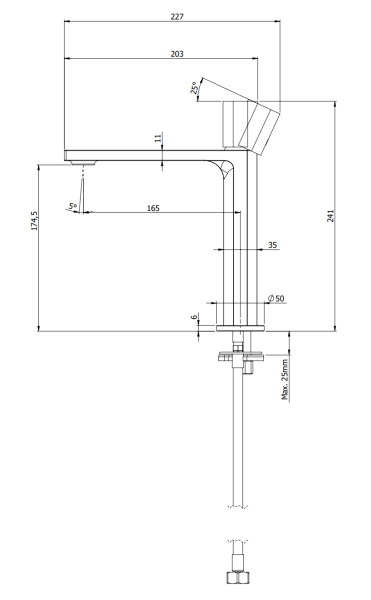 Смеситель для раковины Remer Ottagono ON12AGM, оружейная сталь PVD