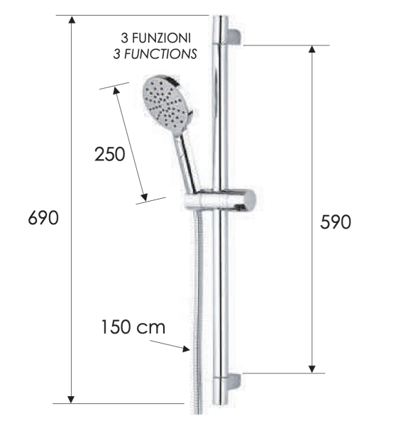 Душевая стойка с ручным душем и шлангом Remer 315R318MP