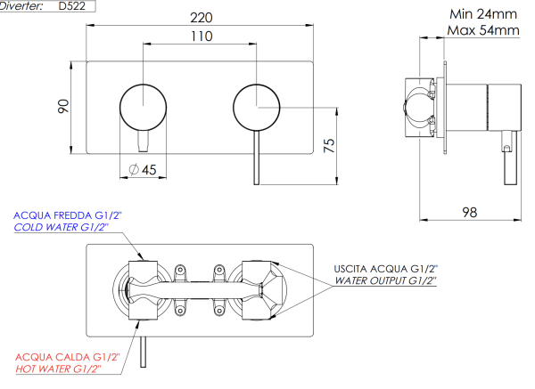 Смеситель для душа Remer Metrica MC92ZXV, сталь