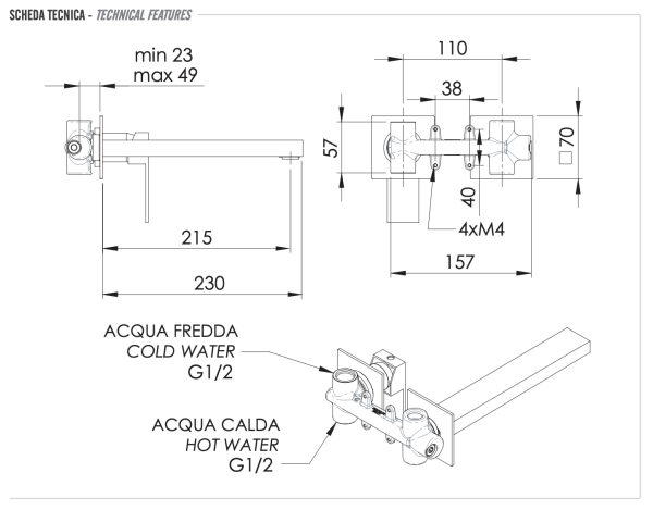 Смеситель для раковины Remer Q-Design QD15PL