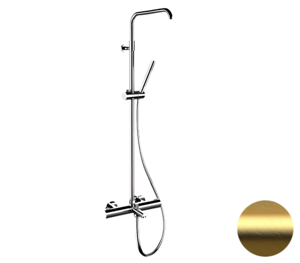 Душевая система термостатическая с изливом Remer Elegance EQ34A7MMSSOFBG, золото брашированное