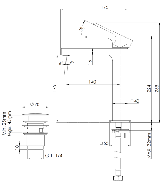 Смеситель для раковины Remer Absolute AU10ACCNO, черный матовый
