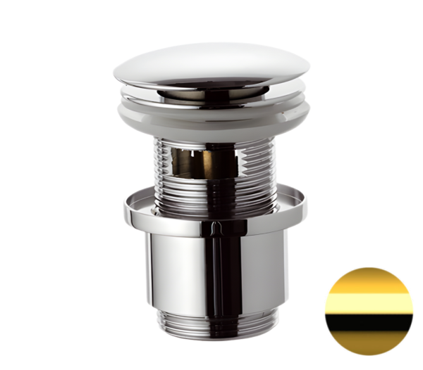 Донный клапан с переливом 1”1/4 Remer 905CC2114DO, золото глянцевое