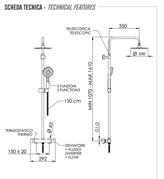 Душевая система термостатическая Remer Elegance EQ32A8MPMD30