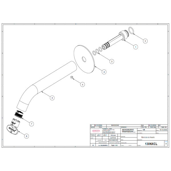 Излив  Mariani Next B37130NXCL, белый матовый