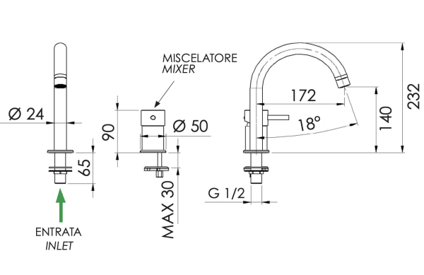 Смеситель для раковины Remer X Style X57RP, медь брашированная