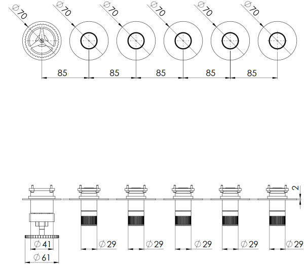 Смеситель для душа Remer Chrono CH98D5PWBBG, золото брашированное