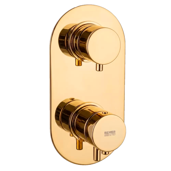 Смеситель термостатический для душа Remer Elegance NT93KBDO, золото глянцевое