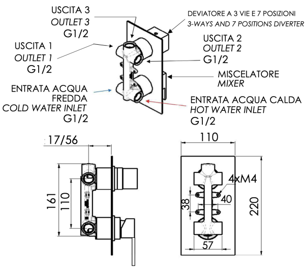 Смеситель для душа Remer Qubika Q937