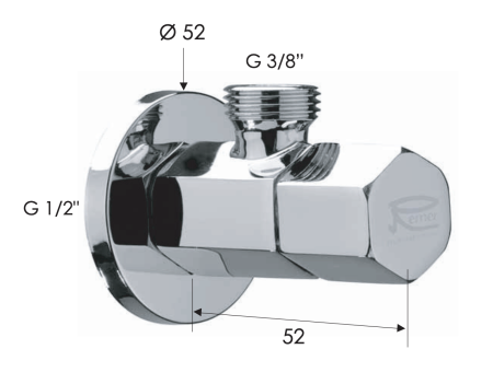 Запорный вентиль 1/2*3/8 Remer 128E1238