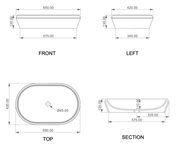 Раковина накладная 65х42 см GSG Ceramic Design Cruise CRLAVOV65000, белый глянцевый