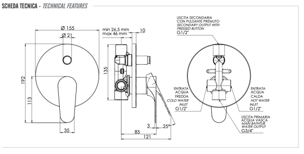 Смеситель для душа Remer Class Line L09