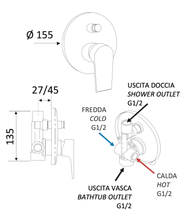 Смеситель для душа Mariani Artic В00173AT