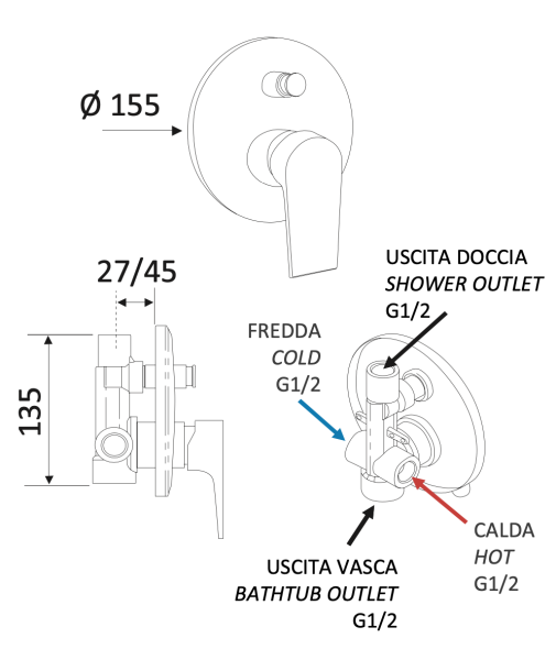 Смеситель для душа Mariani Artic В00173AT