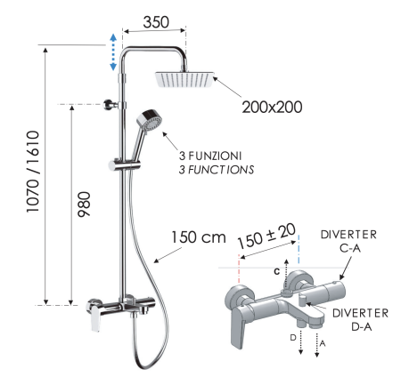 Душевая система Remer Dream D34AUFD20 с изливом