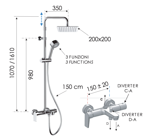 Душевая система Remer Dream D34AUFD20 с изливом