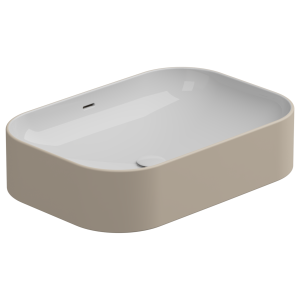 Раковина накладная биколор 60x42 см GSG Ceramic Design Easy EALAVTP60BI000/034, White/Sabbia Matt