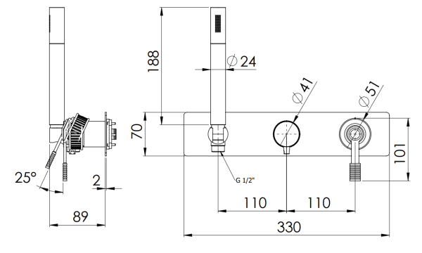 Смеситель для душа Remer Atelier AL97D3WBBR, бронза масляная