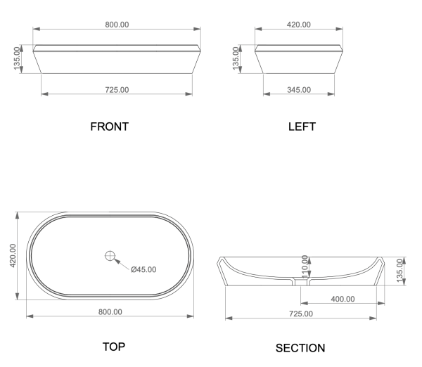 Раковина накладная 80х42 см GSG Ceramic Design Cruise CRLAVOV80000, белый глянцевый