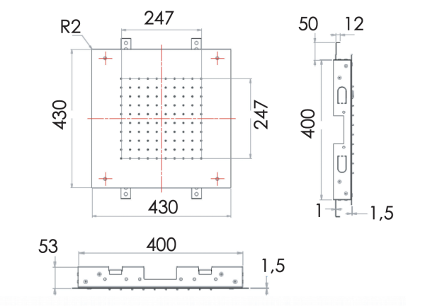 Верхний душ потолочный 43 см Remer 357SFS43