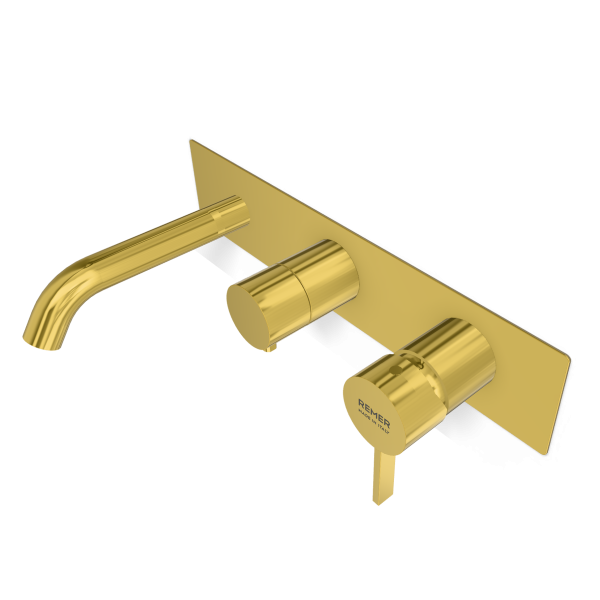 Смеситель для ванны Remer Metrica MC54D3WBDO, золото глянцевое
