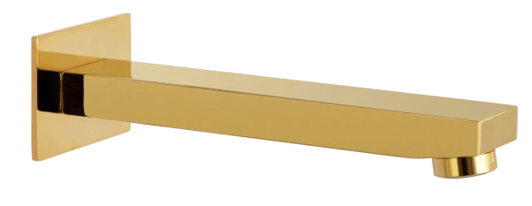 Излив настенный 18 см Remer Qubika 91QDO, золото глянцевое