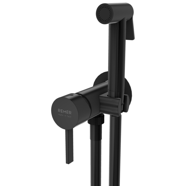 Гигиенический душ со смесителем Remer Metrica MC65OEWBCFP, черный брашированный хром