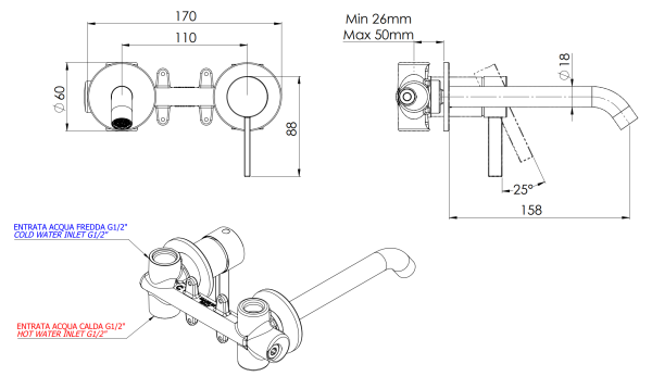 Смеситель для раковины Remer Metrica MC15PWBGM, оружейная сталь PVD