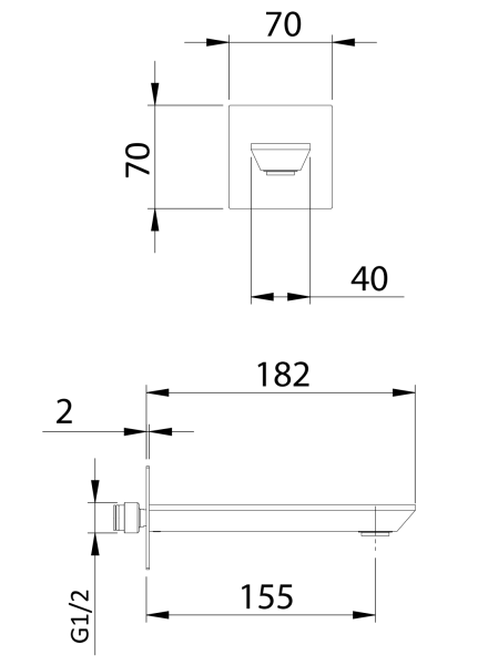 Излив настенный 18 см Remer Edge 91EGNP, никель брашированный