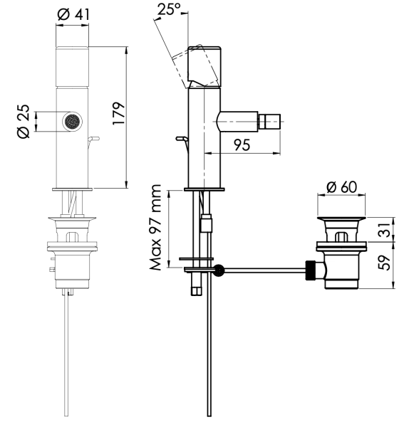 Смеситель для биде Daniel Trilogy TG60415, чёрный матовый