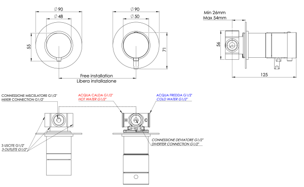 Смеситель термостатический для душа Remer X Style XT96D3