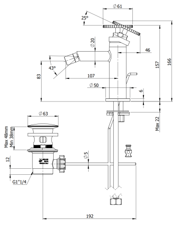 Смеситель для биде Remer Chrono CH20BR, бронза масляная