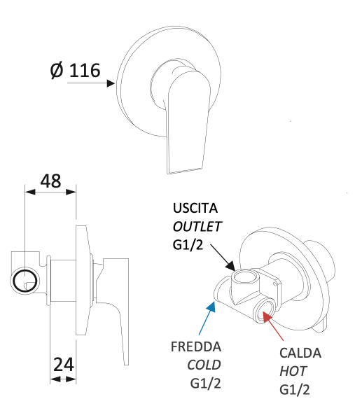 Смеситель для душа Mariani Artic В37179AT, белый матовый
