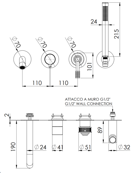 Смеситель для ванны Remer Atelier AL53D2PWBCFP, черный брашированный хром