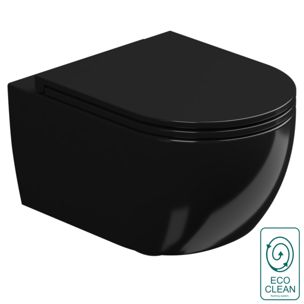 Чаша подвесного унитаза биколор со смывом Eco Clean (торнадо) GSG Ceramic Design Like LKWCSOECBI000/002, White/Black Shiny