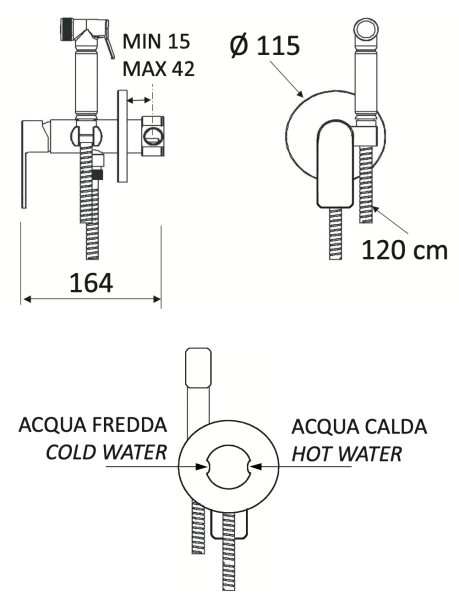 Гигиенический душ со смесителем Mariani Artic В37185AT, белый матовый