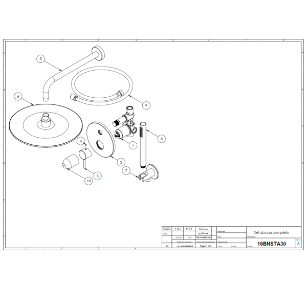 Душевая система  Mariani Next B2216BNSTB30, золото брашированное