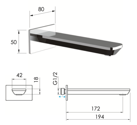 Излив настенный 19 см Daniel Tiara TA4704CR
