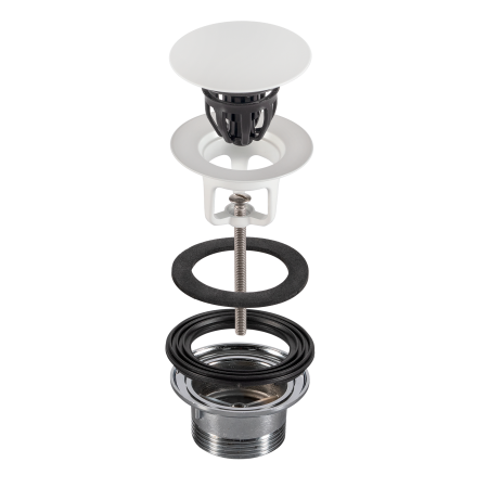 Донный клапан с переливом для ванны click-clack 1”1/2 OMP Tea Clicker 8334.060.6.XD, белый матовый