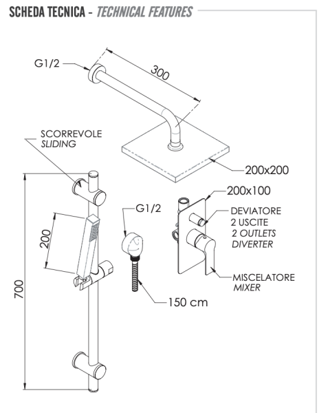 Душевая система Remer Energy EY09LS01O