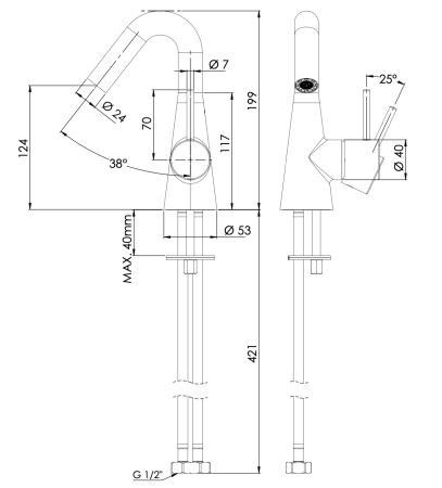 Смеситель для раковины Daniel Swing SG606N15, чёрный матовый