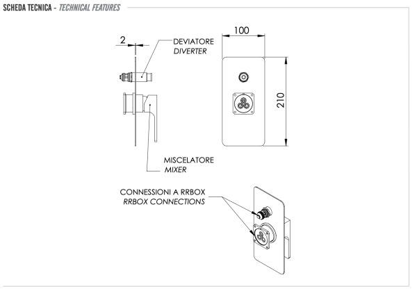 Смеситель для душа Remer Absolute AU09KBXV, сталь