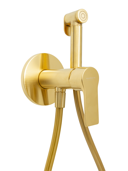 Гигиенический душ со смесителем Mariani Kali B22185KLW, золото брашированное